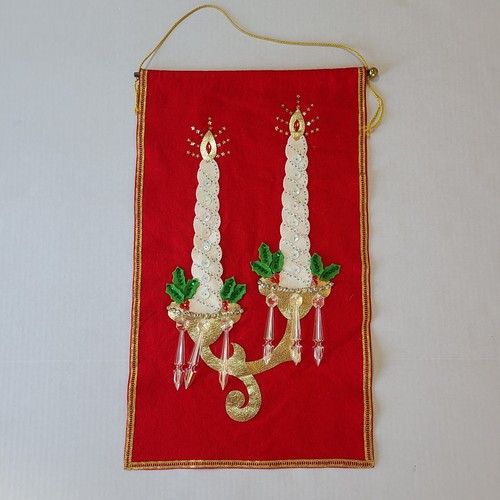 Vintage Bucilla Jeweled Christmas Panel Wall Hanging Completed Kit #2830 - 1968