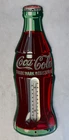 VTG Original 1950s Coca Cola Bottle Working Thermometer Metal 17" Tin Sign Nice!