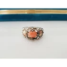 Vintage Sterling Silver Peach Coral Coleman Black Hills Gold Ring
