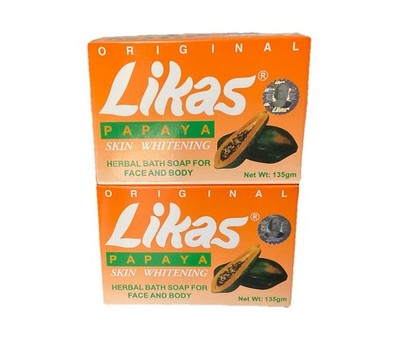 Likas Organic Papaya Soap 135g, Skin Whitening, Face & Body Herbal Soap (2 pc.)