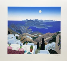 THOMAS McKNIGHT Skala Evening HAND SIGNED CXLII/CC Serigraph Patmos Suite Art