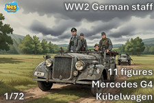 1/72 20mm WW2 German Staff (11 Figures, Mercedes G4, Kübelwagen)  !New!
