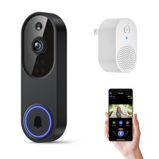 Orbitell 1080p Wireless Wi-Fi Video Doorbell Camera with Two Way Audio, Black