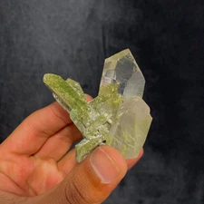 Natural Chlorite Included Quartz Crystal Cluster | Clear Green Phantom Points |