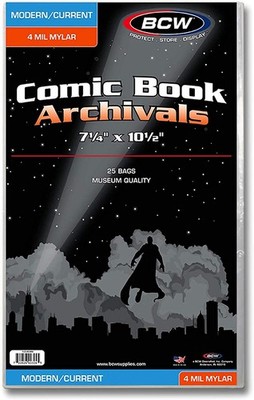 BCW Mylar Current Comic Book Bags 4-MIL (25 Stück)