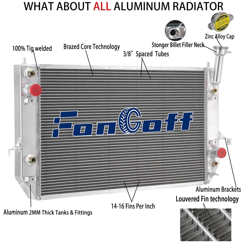 3 Rows Aluminum Radiator For 1996~2005 Chevy Astro GMC Safari 4.3L V6 GAS 2000 - Imagem 2 de 4