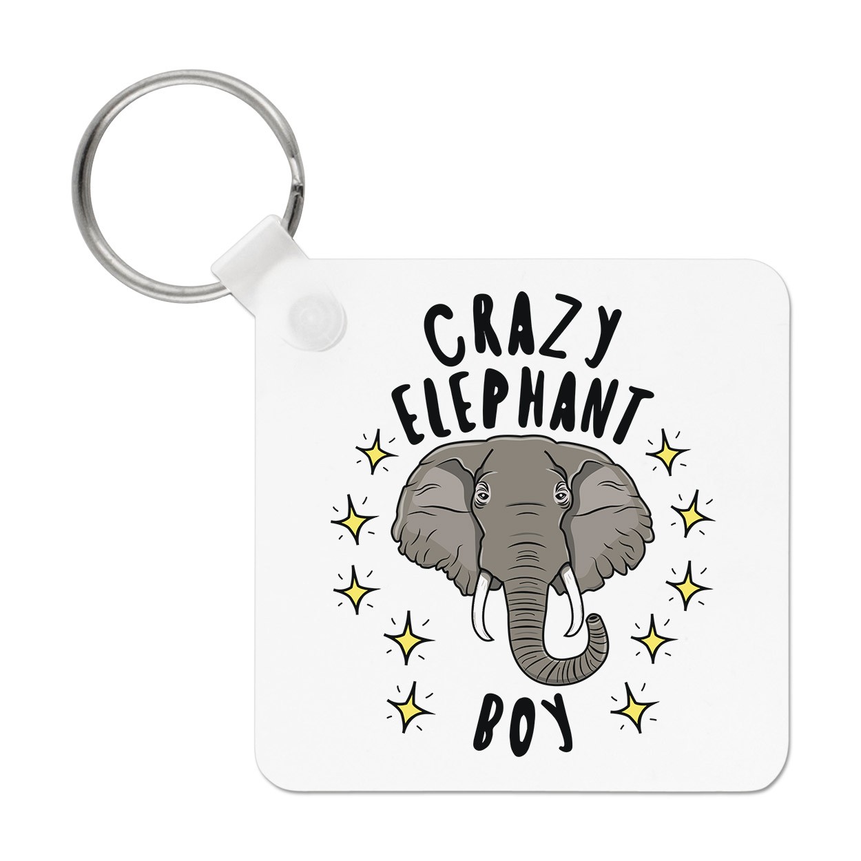 Crazy Elephant Boy Stars Keyring Key Chain Animal Joke Crazy Son Kids Funny