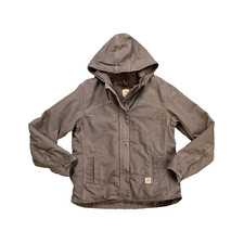 Carhartt Jacket Womens S Small Berkley Sandstone Duck Canvas Sherpa Lined Hooded
