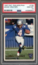 1997 PACIFIC PHILADELPHIA RC FOOTBALL ADAM VINATIERI #199 PSA 10 GEM MINT