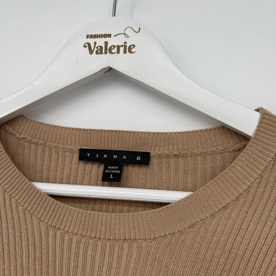 Tiana B двухцветный желтовато-коричневый и черный ребристый свитер платье резинке размер большой - Изображение 4 из 4