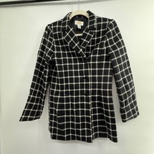 Talbots Petites 8 Wool Windowpane Check Coat Blazer Jacket Hong Kong Vintage