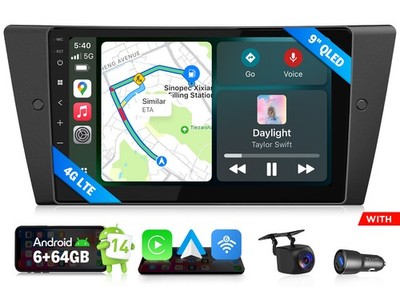 9'' QLED Android Auto 6+64GB Car Stereo for BMW 335i E90 Apple CarPlay HiFi Audio