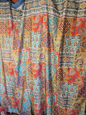 Creative Bath Multicolor Floral Patchwork Print Fabric Boho Shower Curtain