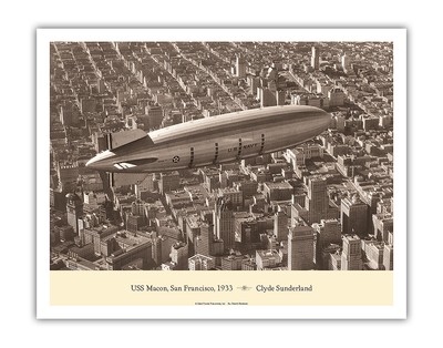 USS Macon ZRS-5 San Francisco 1933 - Vintage Aviation Poster by Clyde Sunderland
