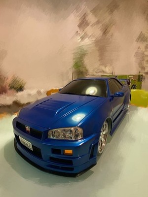 NIKKOスカイライン R34 GTRラジコン 1/5スケール Nikko 1/5 Scale Nissan Skyline GT-R R34 Giant RC Car 80cm 35cm