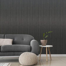 Built Right Wood Slat Acoustic Wall Panels –Natural, Grey, Oak, Walnut, 240x60cm