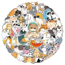 50pcs Kawaii Cat Kitty Stickers Cute Animal Decals Kids Toys Scrapbook  new