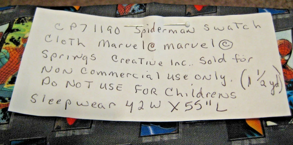 SPRING CREATIVE COTTON FABRIC MARVEL CP71190 SPIDERMAN SWATCH CLOTH, 1 1/2 YD - Image 3 of 3