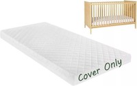 95x65x5cm Travel Cot Mattress White COVER ONLY