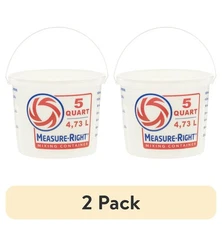 (2 pack) United Solutions 5 Quart Round Measure Right Mixing Bucket, Translucent