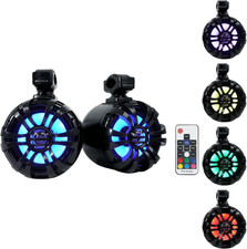 WB65KLS Black Pair 6.5" 300W Marine Wakeboard Tower Speakers, Waterproof, Multi-