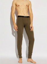     New Auth TOM FORD Brown Olive Cotton Jersey Men's LONG JOHNS Underwear XL