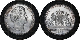 Moneta Argento 2 Talleri 1847 Baviera Stati Tedeschi # 814