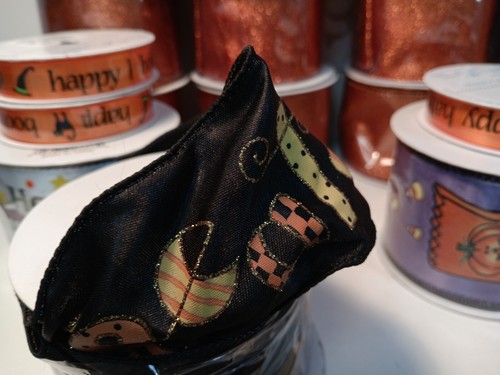 28 HALLOWEEN Inspired Ribbons in a lot, trick or treat, bats, pumpkins, orange - Picture 6 of 13