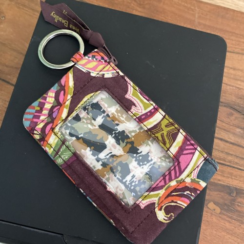 Vera Bradley Zip ID Case with key ring in Heirloom Paisley