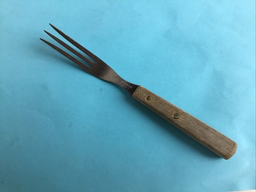 Vintage Ekco Granny Fork 3 Prong Meat Serving Turning Cooking Fork Wood Handle