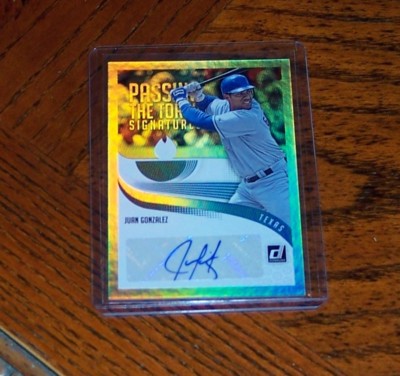 2018 Donruss Juan Gonzalez Nomar Mazara PASSING THE TORCH AUTO Rangers SS-JN