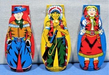 Tin Clicker Crickets 1960's Japan  Western Set of 3  Cowboy  Indian  Cowgirl