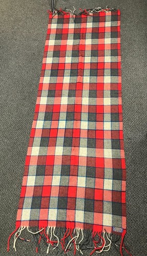 Pre-Owned Rare PENDLETON PURE VIRGIN WOOL RED GRAY PLAID THROW BLANKET 72" X 26" - Picture 7 of 7