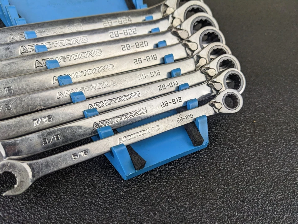 #ay492 Armstrong Tools EE. UU. 8 piezas Juego de llaves de trinquete SAE 5/16" - 3/4" Foto 2 de 4