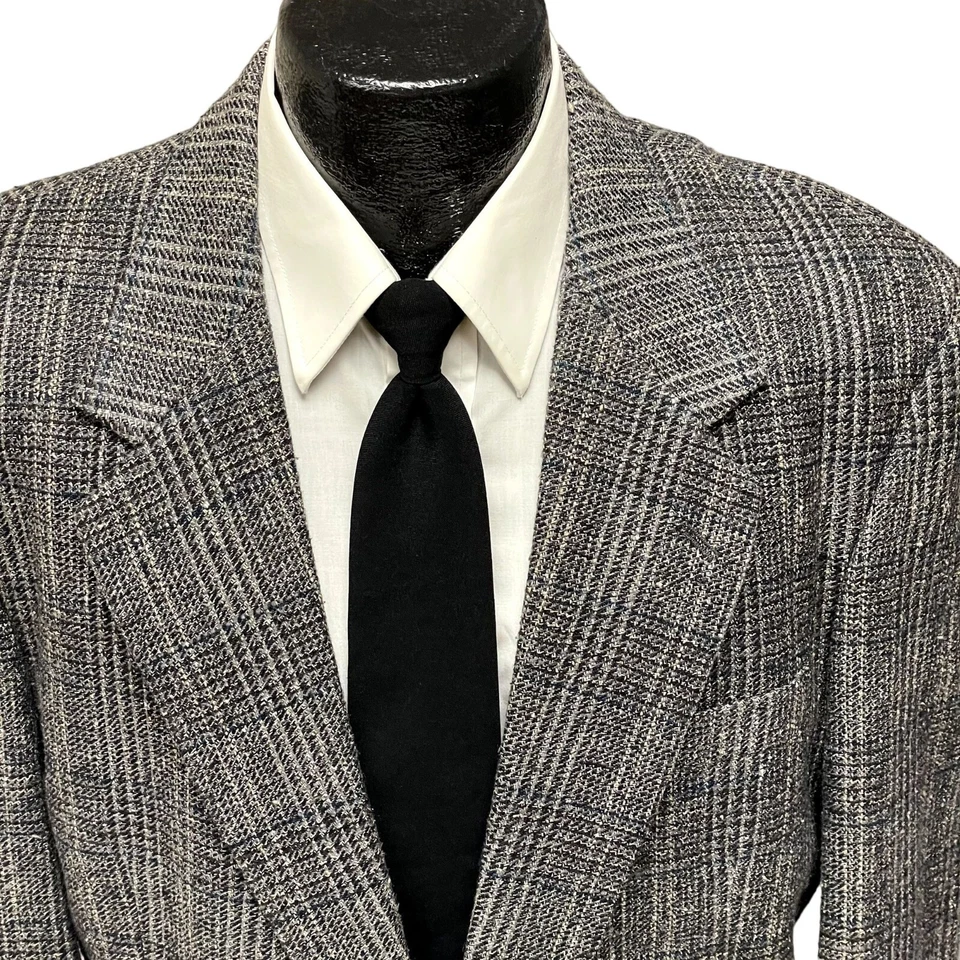 Abrigo Deportivo CR & Company Negro Dorado SOMBRA CUADROS Chaqueta TITANIO 100% SEDA BLAZER Foto 2 de 4