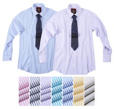 Mens Dress Shirts Regular Fit Formal Office Stripe Pattern,Single & Double Cuffs