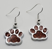 Red Puppy Paw fishhook earrings