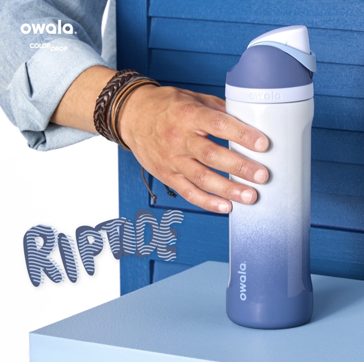 Owala Color Drop Riptide(ブルーのグラデーションカラー) Owala 🌊 Riptide AUTHENTIC 24 oz. FreeSip Bottle Color Drop