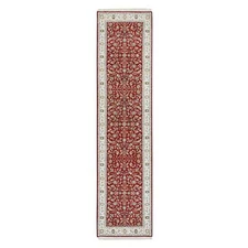 2'7"x10'5" Red Hand Knotted Nain Design 250 KPSI Soft Wool Runner Rug G65369