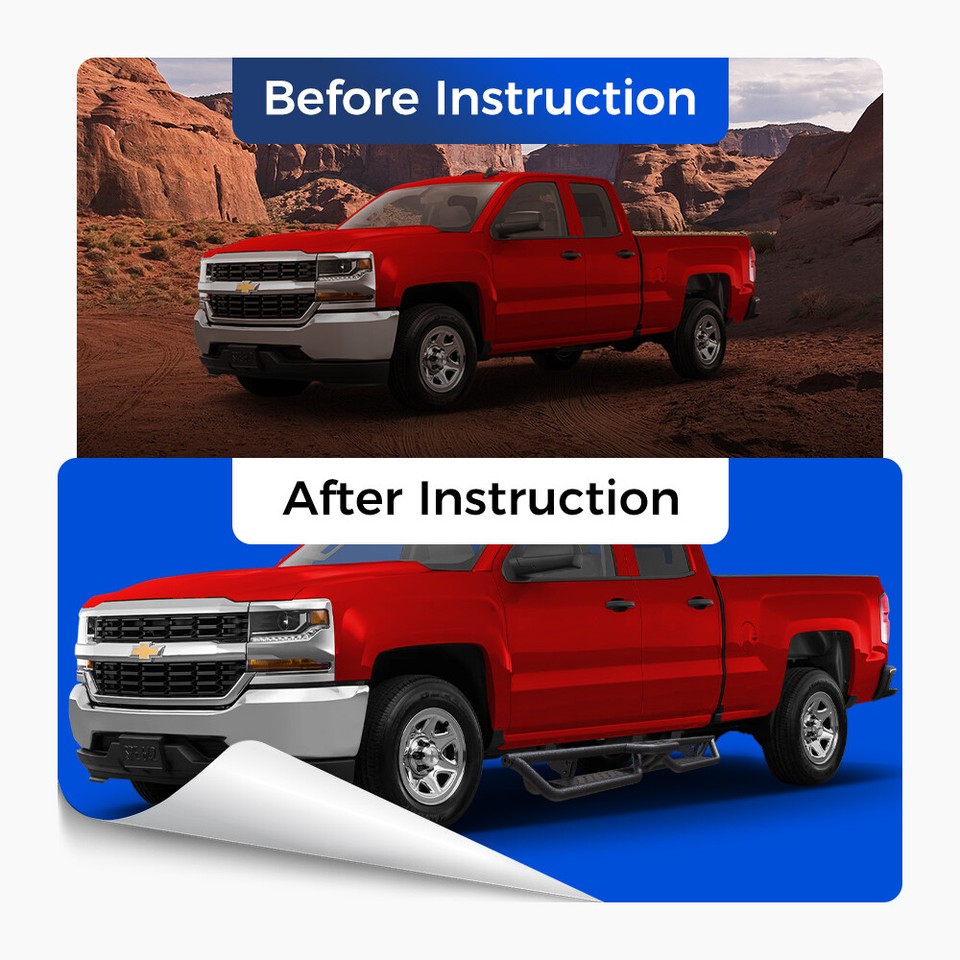 BEOC Running Boards For 2007-2018 Silverado/Sierra 1500 Double/Extended Cab - Step Bars