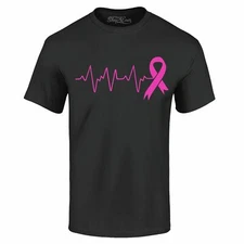 Heartbeat Pink Ribbon T-shirt Breast Cancer Awareness Support Shirts