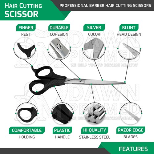 Hair Cutting Thinning Scissors & Barber Shears Set W/Plastic Handle German Grade - Picture 3 of 12