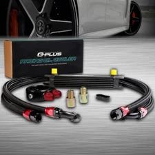 Fit For Universal 7 Row Engine Transmission Oil Cooler+Filter Adapter Hose Kit