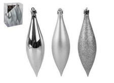 Pack of 6 Matt Shiny Glittery 15cm Drop Baubles in Rose Gold Blue Purple Pink