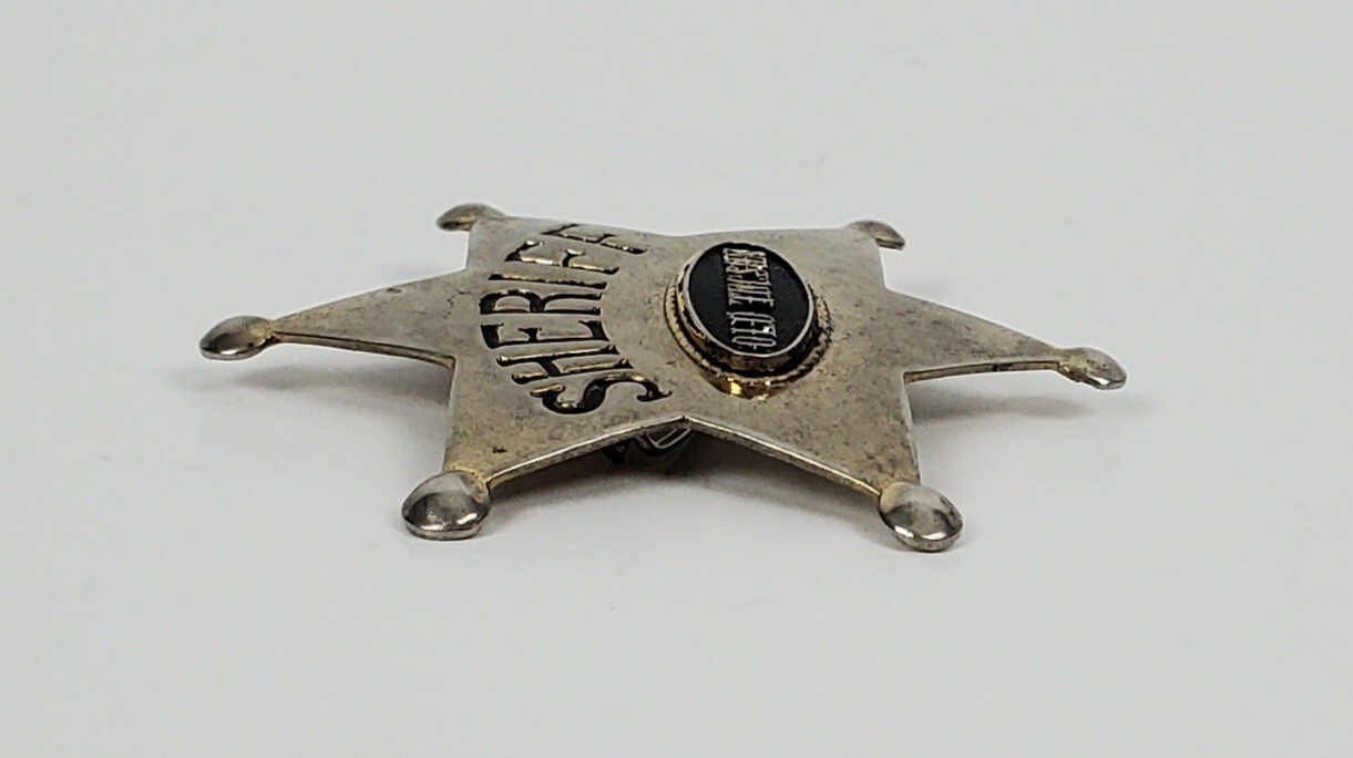 Vintage Old Tucson Sheriff Pin by Fort Metal Gold Tone Gem