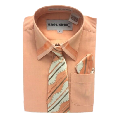 peach dress shirt and tie Steven Land 4 Way Stretch Travel Dress