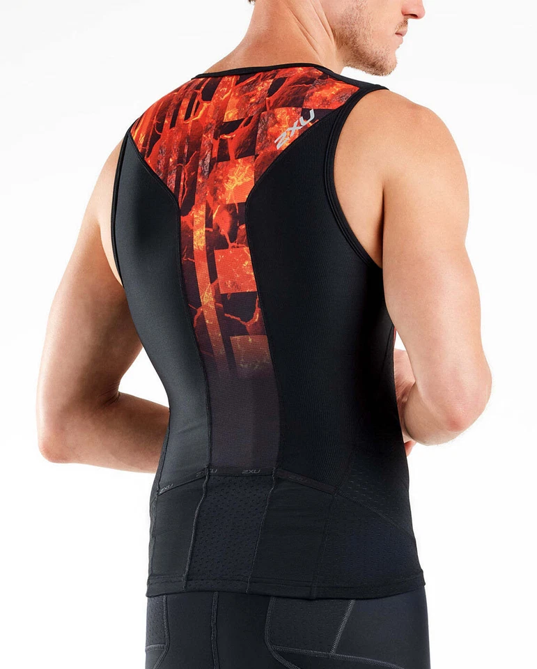 Nuevo 2XU Hombres Rendimiento Cremallera Frontal Tri Singlet Grande Triatlón Top Tren de Carrera MT5530a Foto 2 de 4