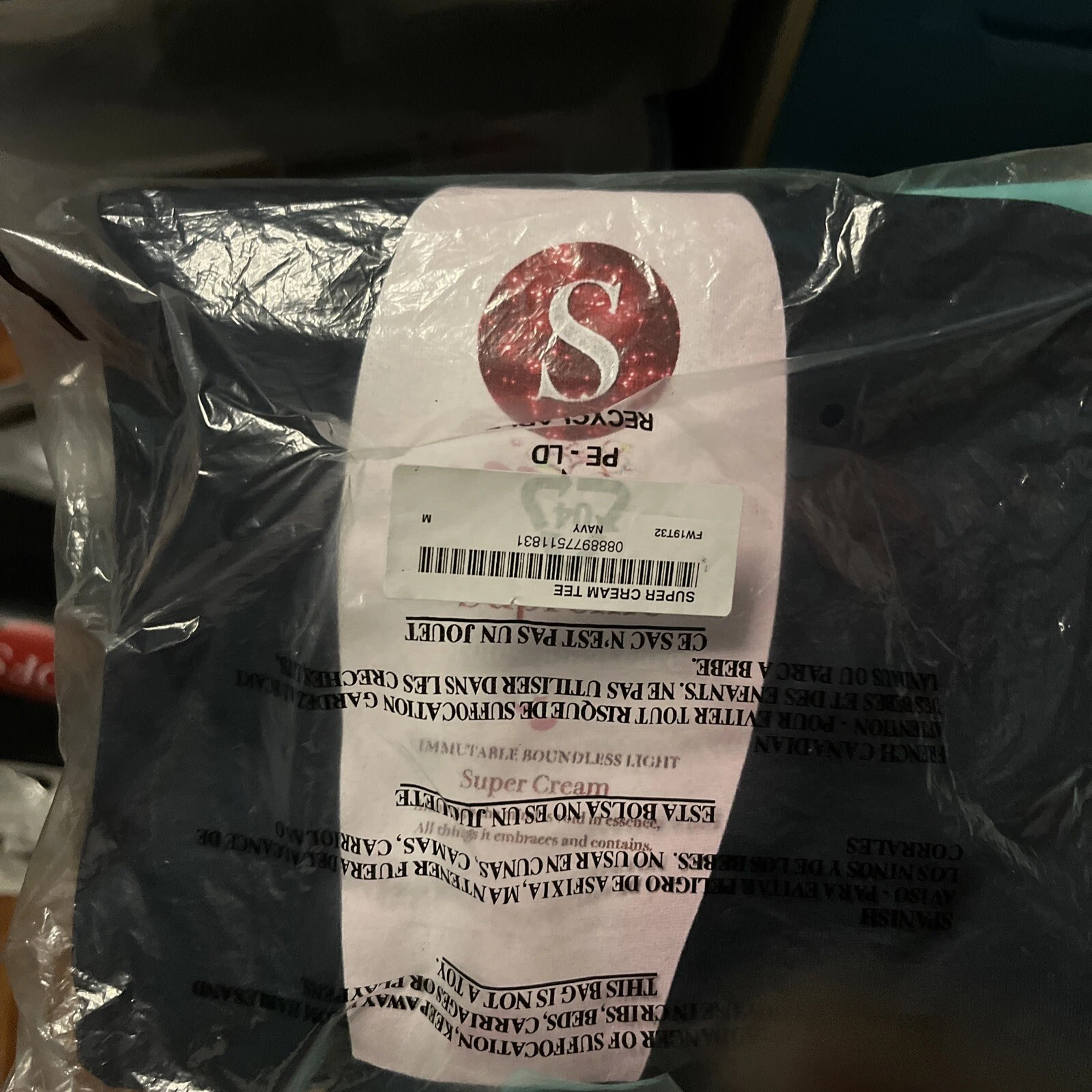 Tee shirt 100% Auth Supreme Super Cream bleu marine moyen