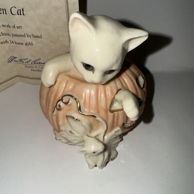 Lenox Halloween Kitty Cat Orange Pumpkin Figurine