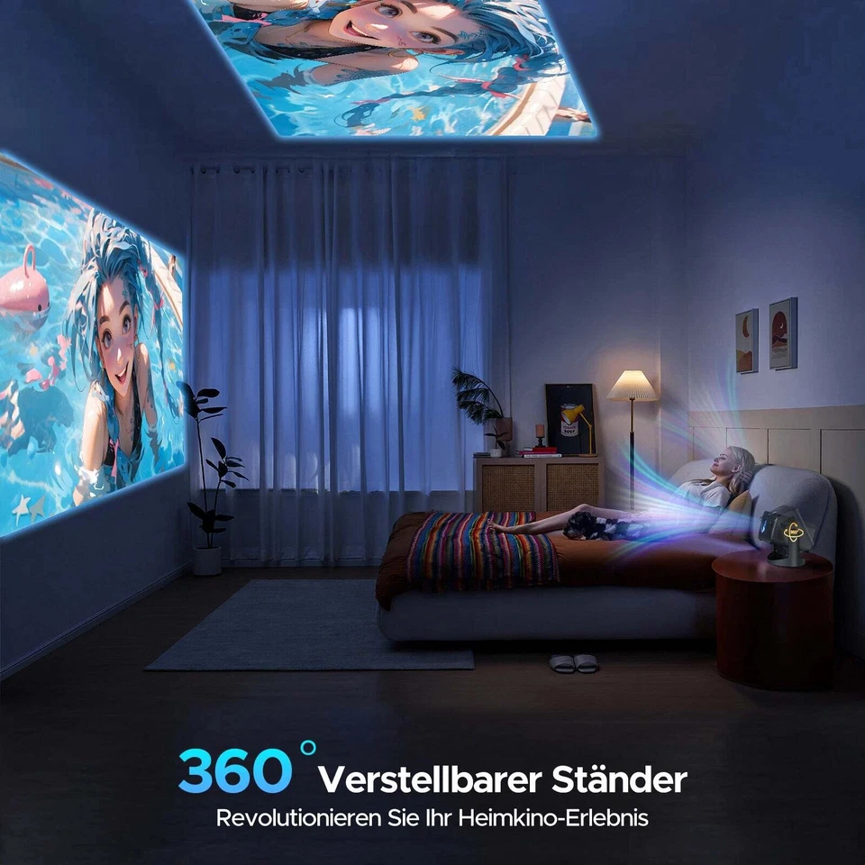 4K LED Android Projektor 5G WLAN Bluetooth UHD Mini Heimkino Beamer Mit Leinwand - Bild 3 von 4